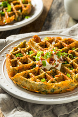 Homemade Savory Waffles with Bacon