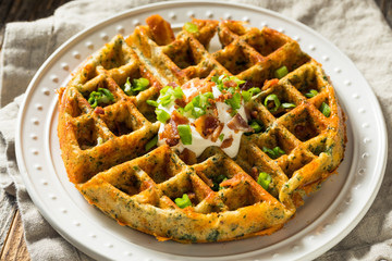 Homemade Savory Waffles with Bacon