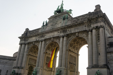 Obraz premium Brussels, Belgium - August/ 10/ 2018 - Arch of Triumph in the Cinquentenary Park in Brussels