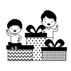 happy kids with gifts