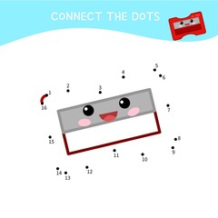 Educational game for kids. Dot to dot game for children. Cartoon cute pencil .