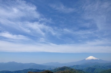 大空に春の富士山