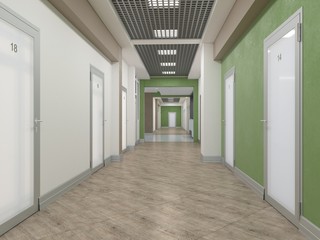The interior of the clinic. 3D render.