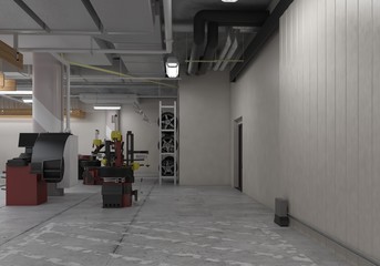 Automotive workshop, service station. 3D render