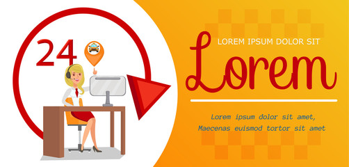 Taxi Service Advertising Flat Banner Template