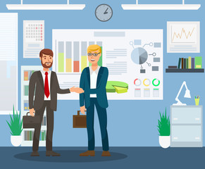 Resultative Job Interview Flat Color Illustration