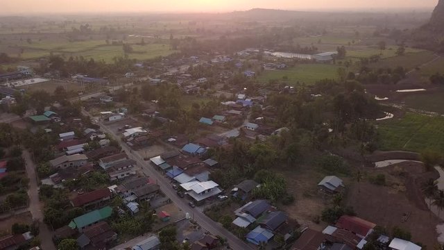 Aerial view limestone mountain range travel attraction in Noen Maprang district, Phitsanulok, Thailand