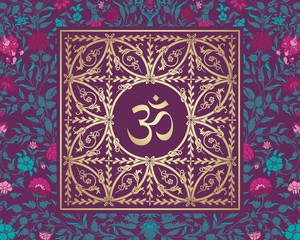 aum syllable, paisley design ,Hinduism, India	