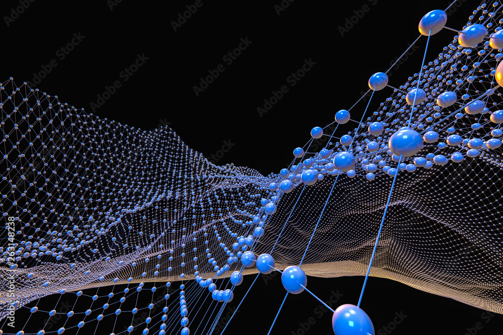 Aufkleber 3d rendering, flow dot with gradient background