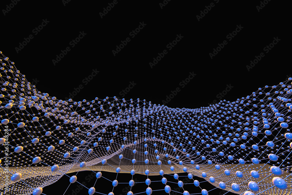 Aufkleber 3d rendering, flow dot with gradient background