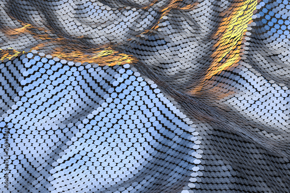 Poster 3d rendering, flow dot with gradient background