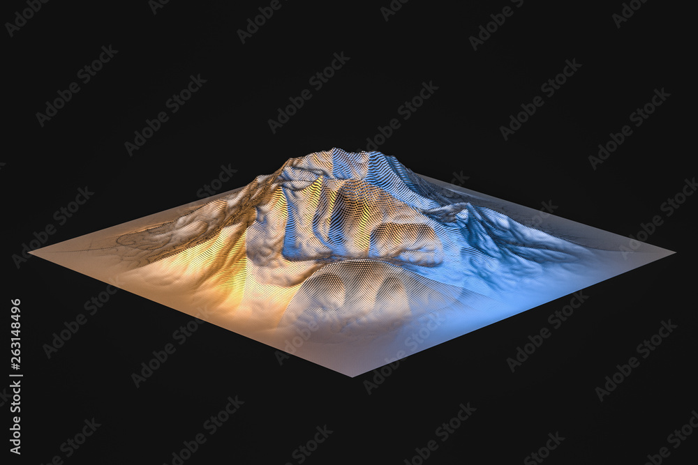 Poster 3d rendering, flow dot with gradient background