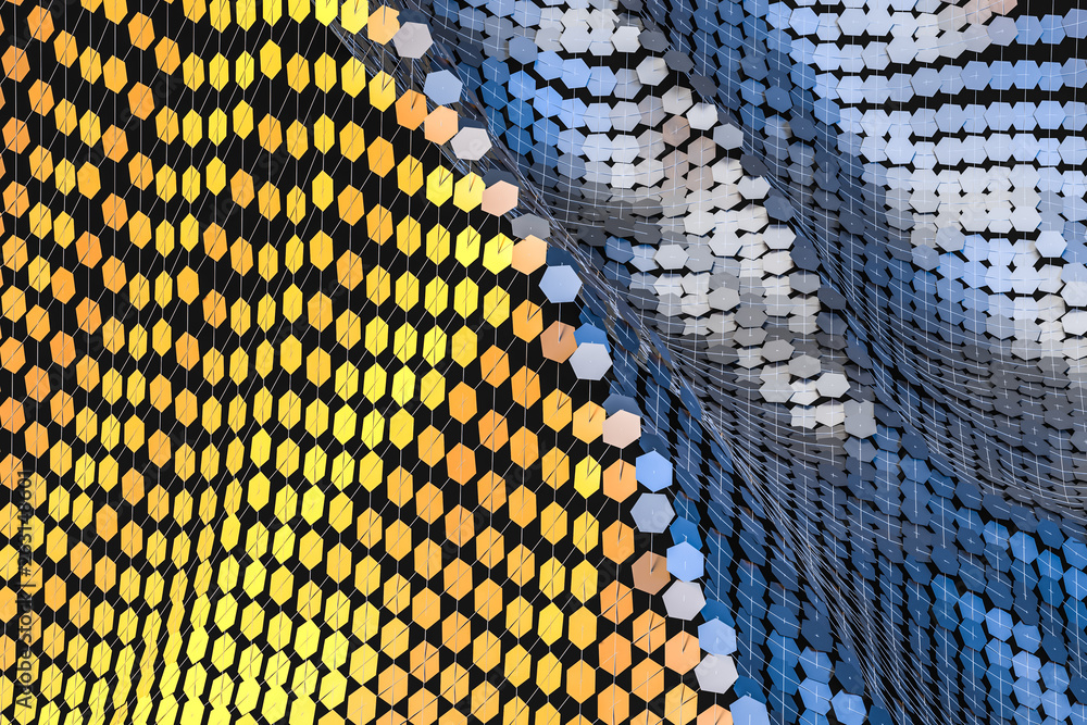 Poster 3d rendering, flow dot with gradient background