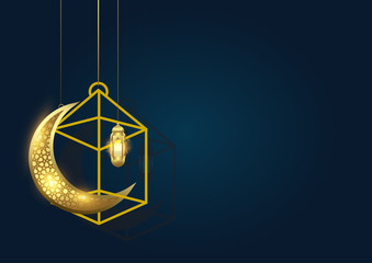 Fototapeta na wymiar Ramadan kareem background with moon and lantern
