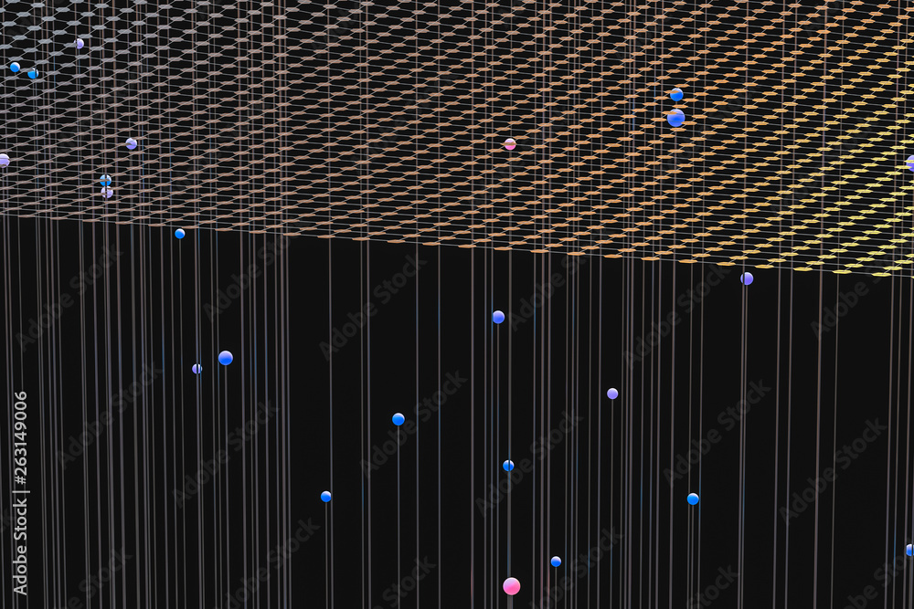 Poster 3d rendering, flow dot with gradient background