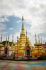 Fototapeta premium Image of golden pagoda is located in the temple in bantak District. Buddhist temple in Thailand.