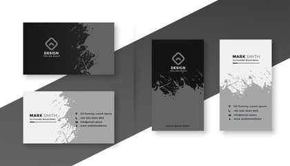 abstract in splatter black and white business card