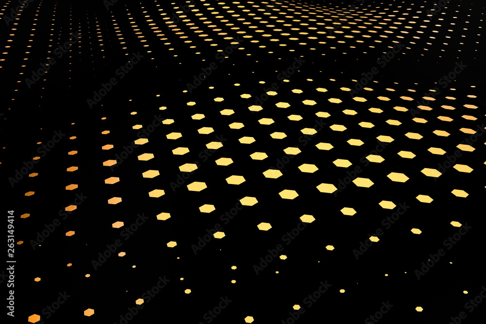 Poster 3d rendering, flow dot with gradient background