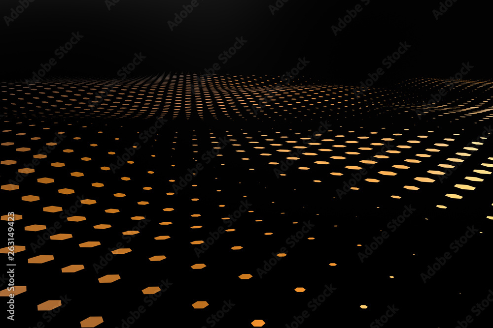 Poster 3d rendering, flow dot with gradient background