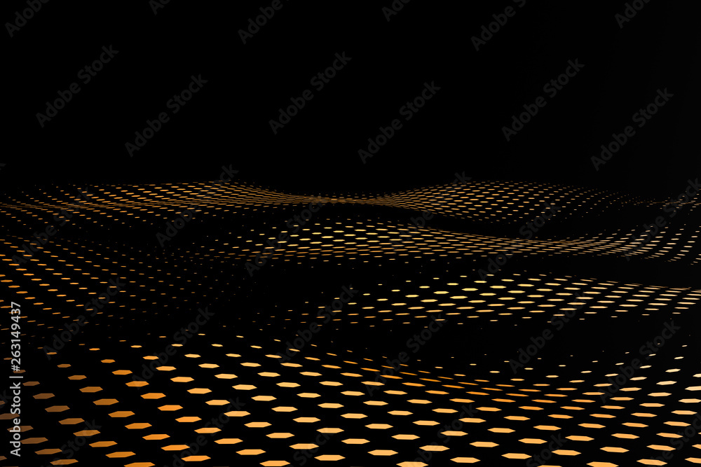 Poster 3d rendering, flow dot with gradient background