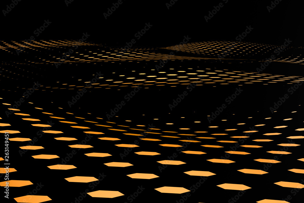 Poster 3d rendering, flow dot with gradient background