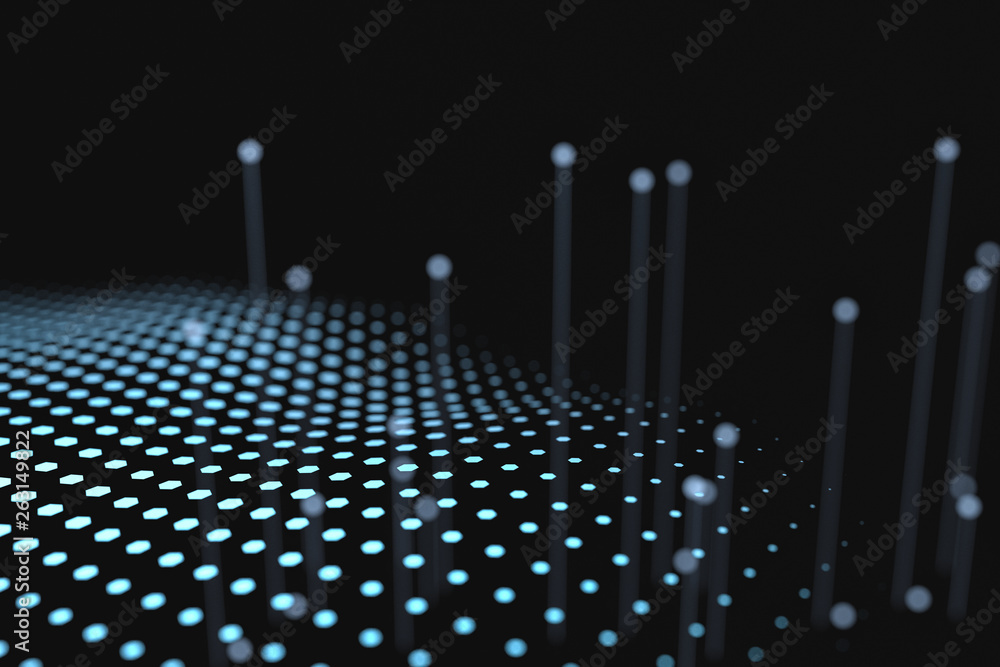 Poster 3d rendering, flow dot with gradient background