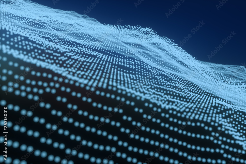 Poster 3d rendering, flow dot with gradient background