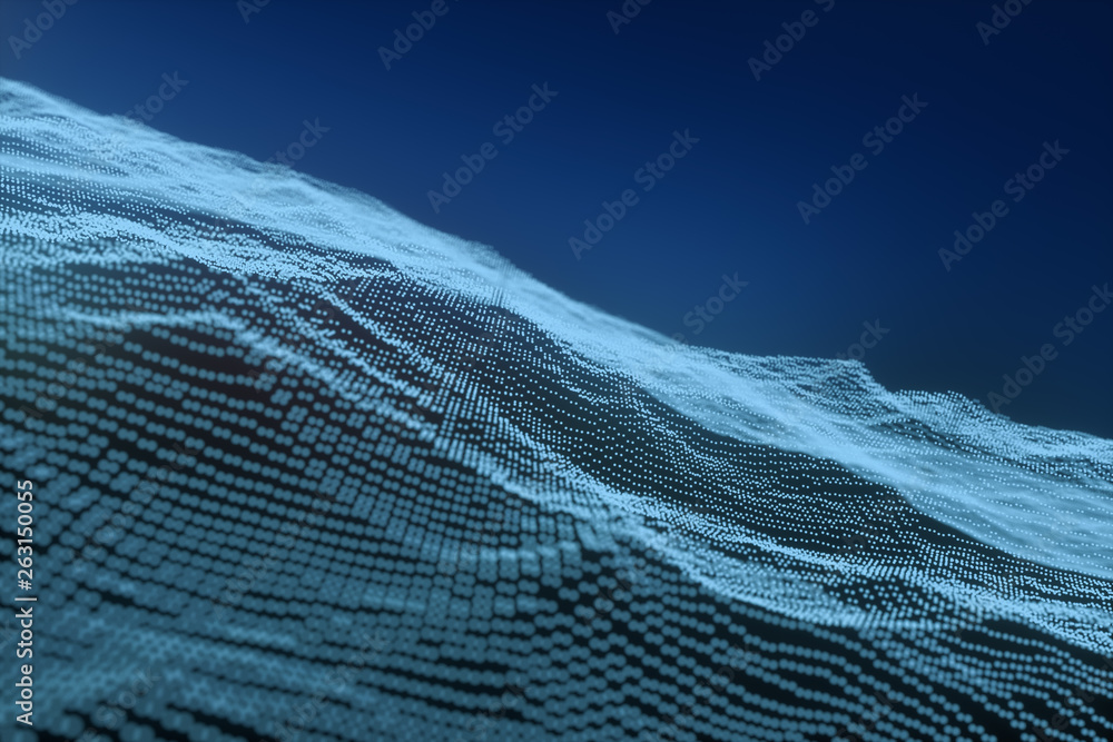 Poster 3d rendering, flow dot with gradient background