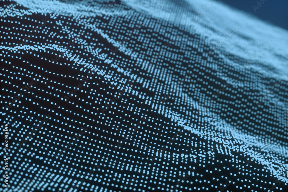 Poster 3d rendering, flow dot with gradient background