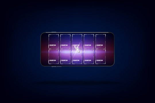 Moba 5vs5 game on smart phones with screen design ideas, vector images eps10