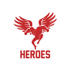 superhero & wings logo, people with wings logo