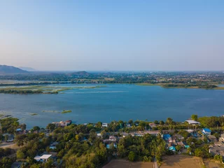Foto op Canvas aerial view of the river in town © Sunanta