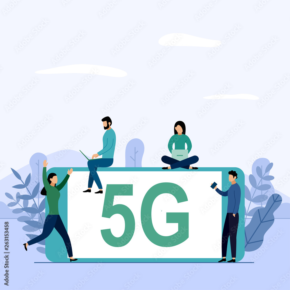 Aufkleber 5g network wireless system wifi connection, high-speed mobile internet. using modern digital devices