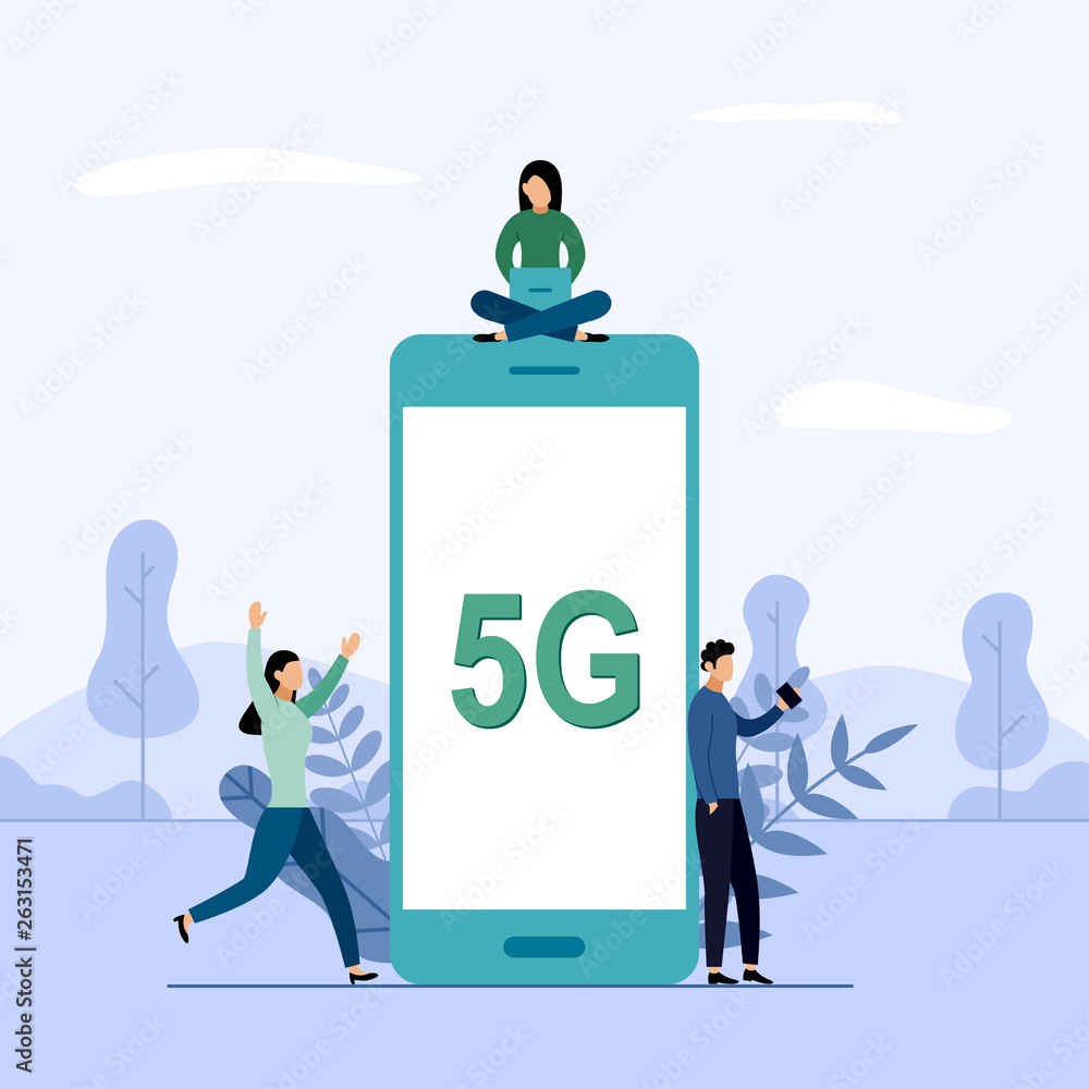 Aufkleber 5g network wireless system wifi connection, high-speed mobile internet. using modern digital devices