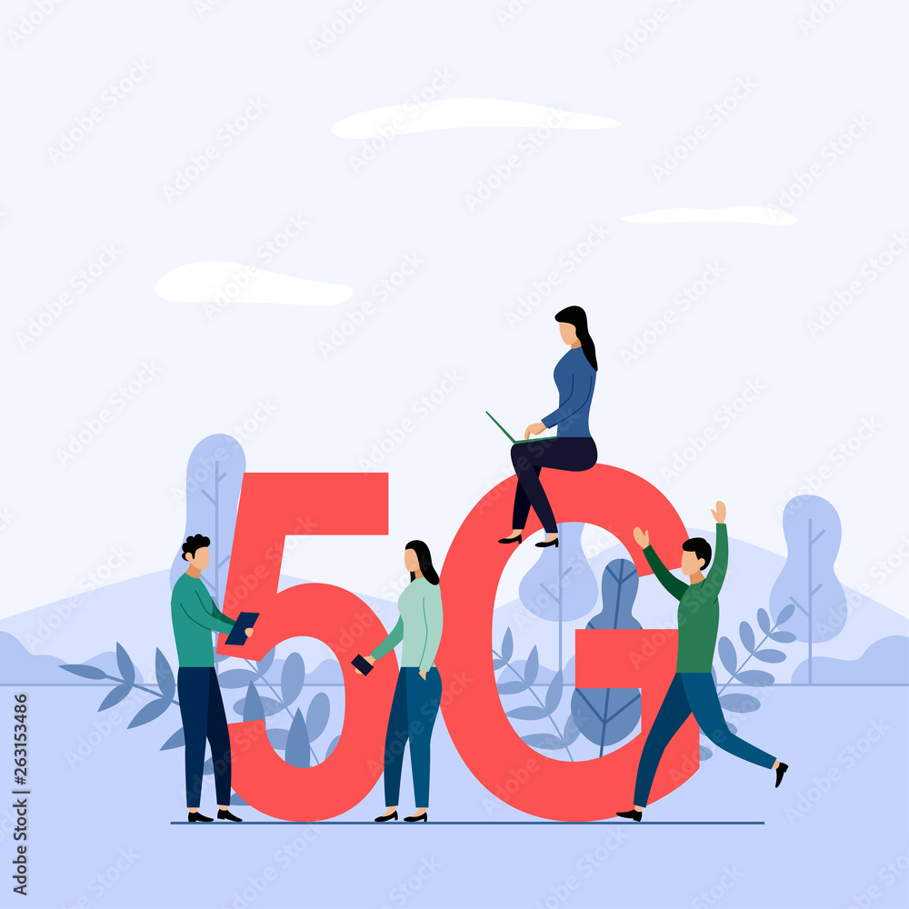 Aufkleber 5g network wireless system wifi connection, high-speed mobile internet. using modern digital devices