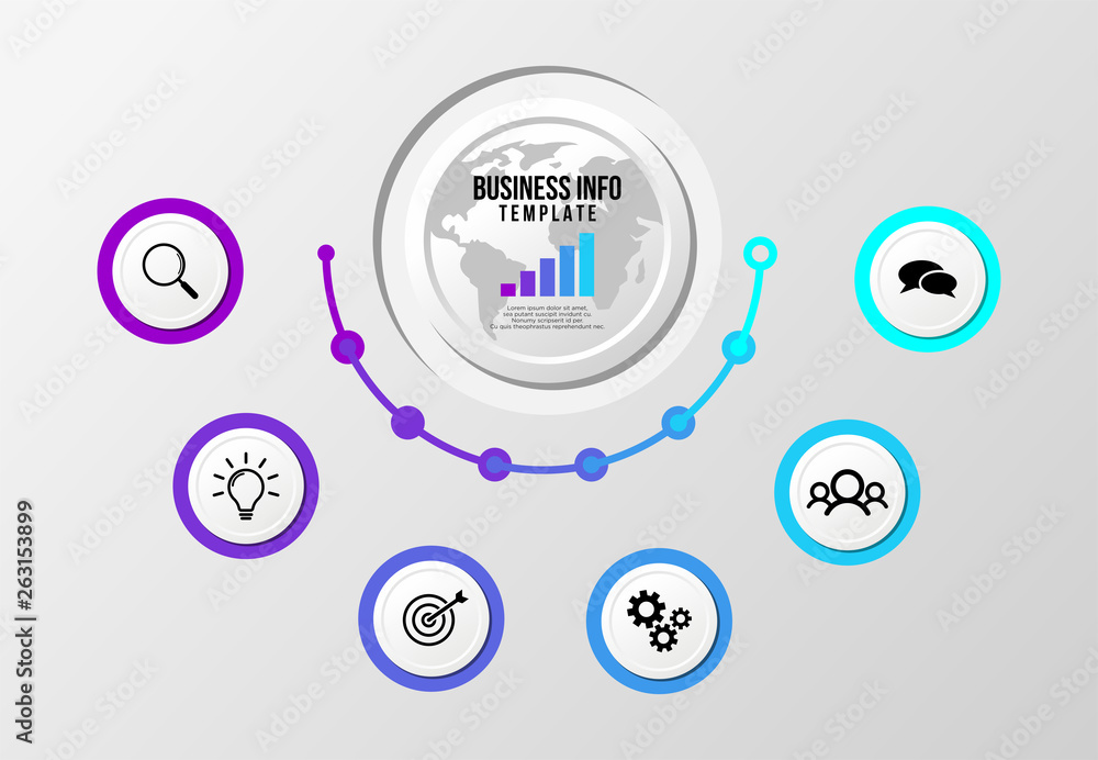 Fototapete Vector Infographics Elements Template Design . Business Data Visualization Timeline with Marketing Icons most useful can be used for presentation, diagrams, annual reports, workflow layout