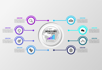 Vector Infographics Elements Template Design . Business Data Visualization Timeline with Marketing Icons most useful can be used for presentation, diagrams, annual reports, workflow layout