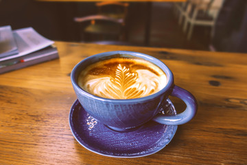 Soft latte in a warm atmosphere
