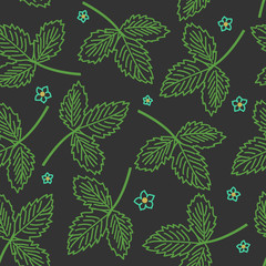 Seamless pattern with leafs and stalks. Floral background. Vector illustration