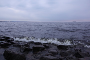 beach, sunset, sky, coast, rocks