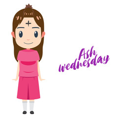 standing girl with cross in forehead