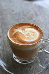 hot latte coffee in cafe