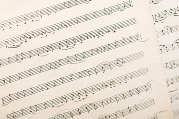 vintage paper sheet with handwritten musical notes