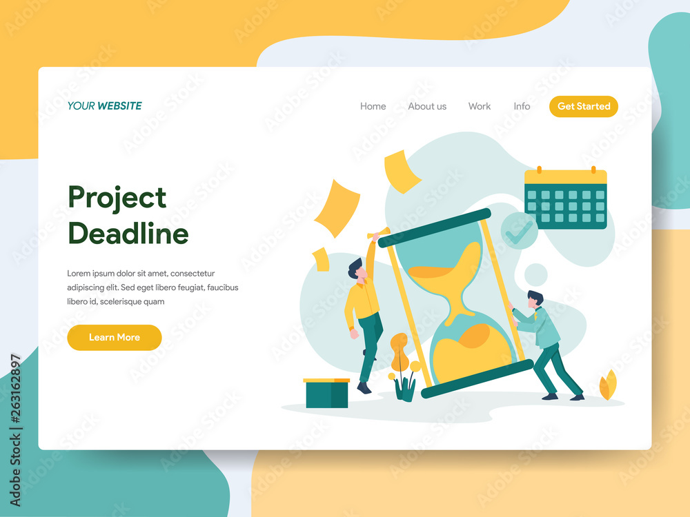Poster landing page template of project deadline illustration concept. modern flat design concept of web pa