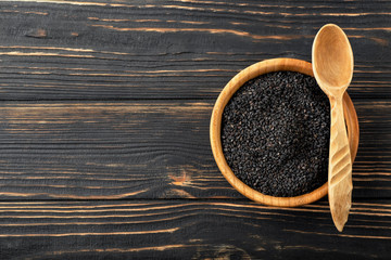 black sesame seeds in bowl