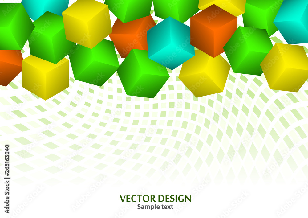 Aufkleber bright abstract background with randomly arranged multi-colored cubes.