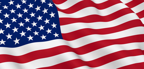Fototapeta premium United States Flag Closeup Illustration. Waving flag of USA