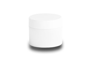White cosmetic jar on a white background with clipping path.