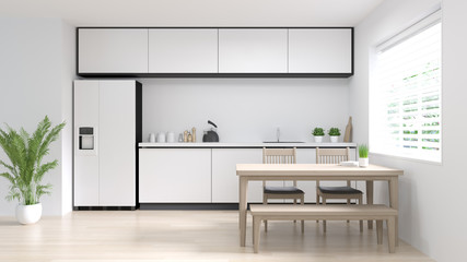 clean room kitchen interior cooking modern food restaurant 3d rendering white modern design home background for copy space