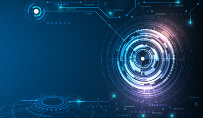 digital business , vector tech circle and technology background.